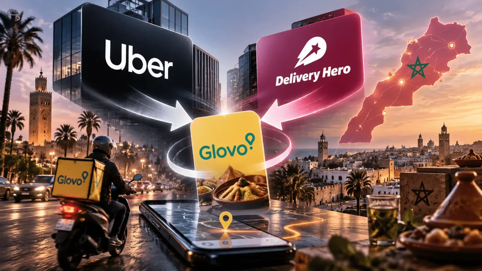 Application de livraison Glovo au Maroc face au projet de rachat de Delivery Hero par Uber